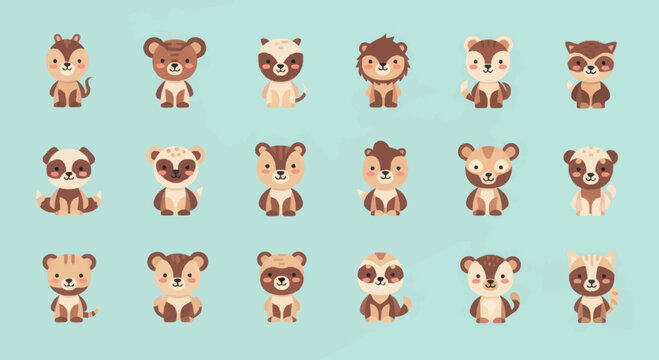 Collection of cute cartoon bear faces.