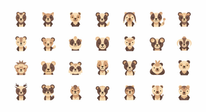 Collection of various cute bear faces.