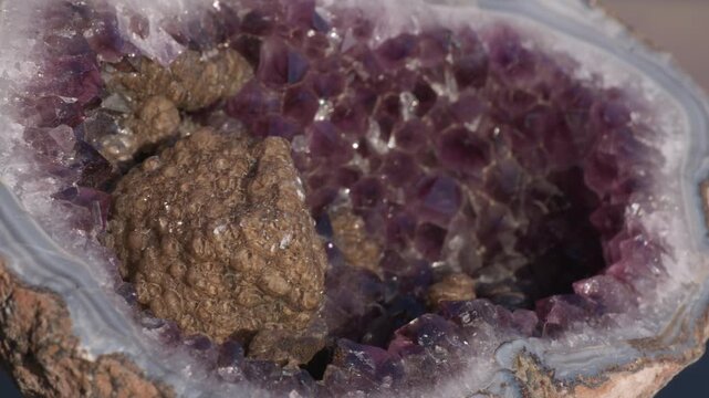 A macro of a deep purple amethyst geode