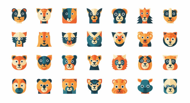 Collection of various animal face icons.