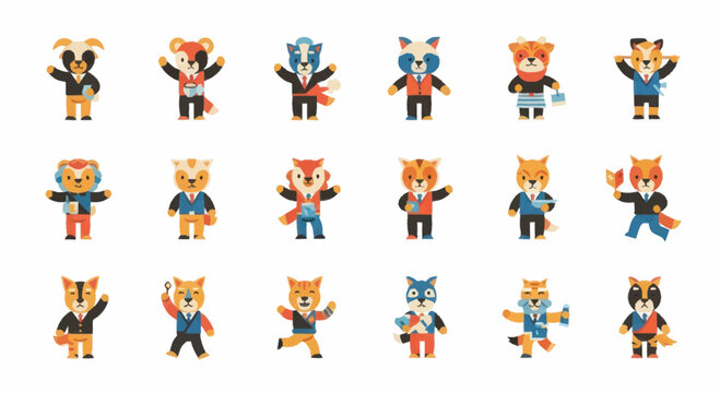 Colorful cartoon bear characters dancing.