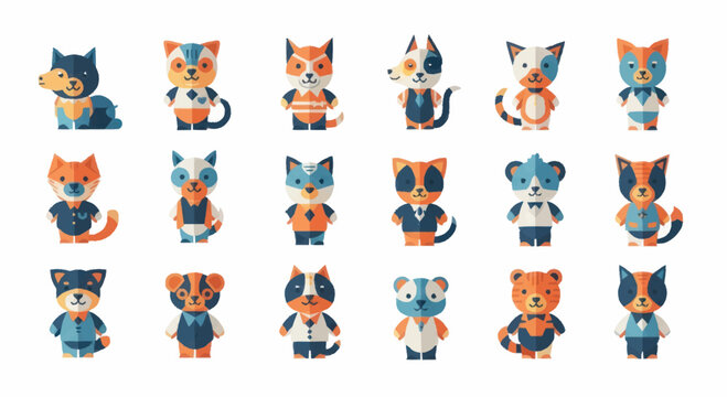 Colorful cartoon animal faces variety.