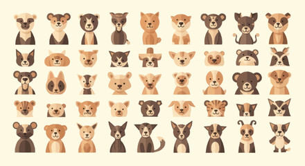 Cute cartoon animal faces collection. © Joko