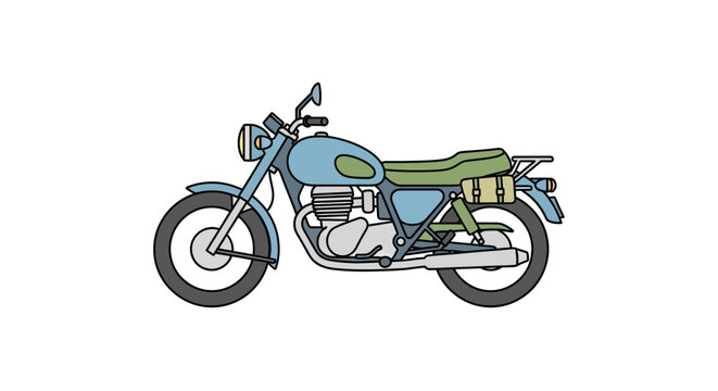 Vintage motorcycle with green seat.