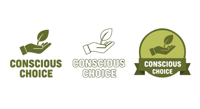 Eco-friendly concept with hand holding a leaf symbolizing conscious choice and environmental responsibility