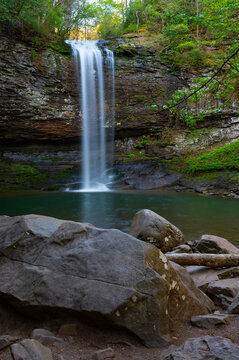 Cherokee Falls with large boulders in the foreground, Cloudland Canyon State Park, Georgia