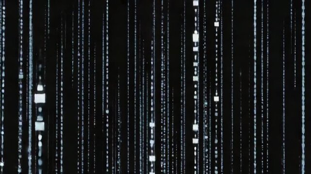 digital binary code matrix background with neon green data streams in dark cyber environment