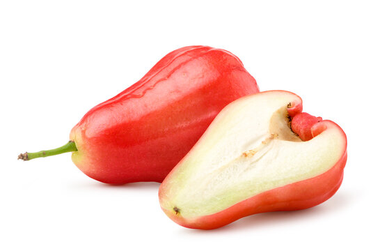 Fresh rose apple with half cut isolated on white.
