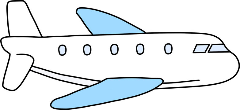 Airplane Side View Flat Illustration