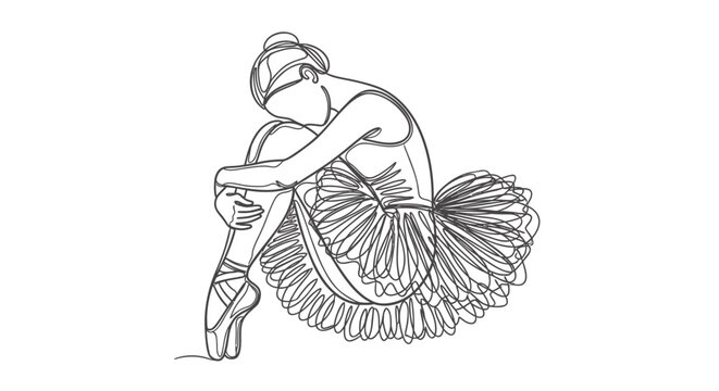 Ballet dancer, ballerina, vector illustration, line art, dancing woman
