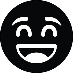 Fototapeta premium A minimalist black and white circular icon depicting a smiling face with joyful expression conveying happiness and positivity