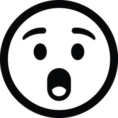 Fototapeta premium A simple black and white illustration of a surprised or shocked face emoji conveying strong emotion