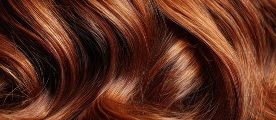 Naklejka premium Close Up of Wavy Red Hair Texture in Natural Light for Hair Care and Beauty Marketing
