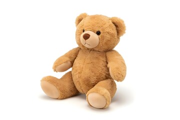 Obraz premium Cuddly brown teddy bear, plush toy, soft stuffed animal, adorable sitting bear
