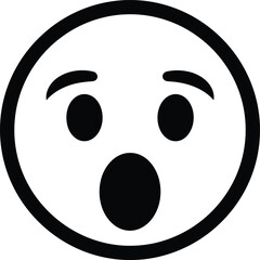 Fototapeta premium A simple black and white illustration of a surprised or shocked face emoji with an open mouth