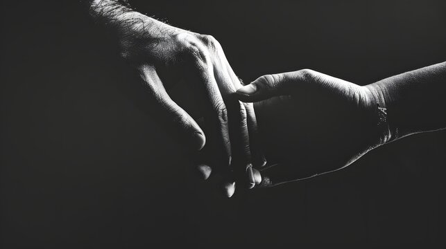 Two hands reaching out towards each other to represent a human connection of support and deep care between two separate people