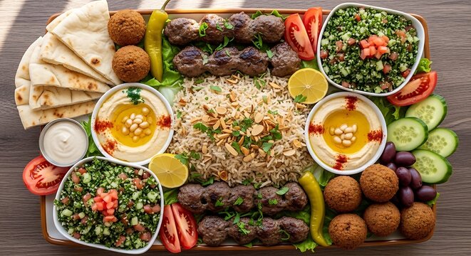 a table with a variety of middle eastern foods