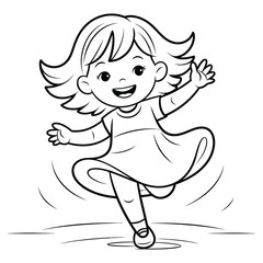 Fototapeta premium A cheerful young girl joyfully dances with arms raised presented as a silhouette