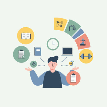 Man Juggling Tasks and Responsibilities Illustration.