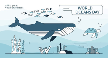Majestic Whale Swimming Under Ocean Surface For World Oceans Day. © jaka-Stock