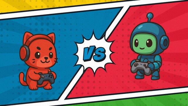 Versus Cartoon Fight VS Battle Blue Red Intro Opener 02