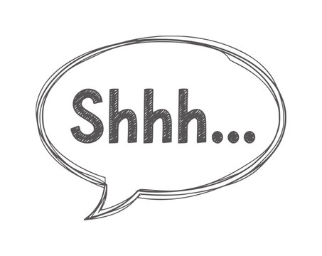 Grey speech bubble with Shhh text and dots