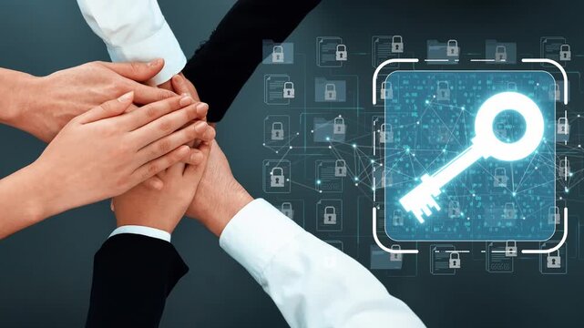 Team Collaboration and Cooperation with Digital Technology Concepts Representing Security and Access Control Keys in Modern Business Environment Sigmoid