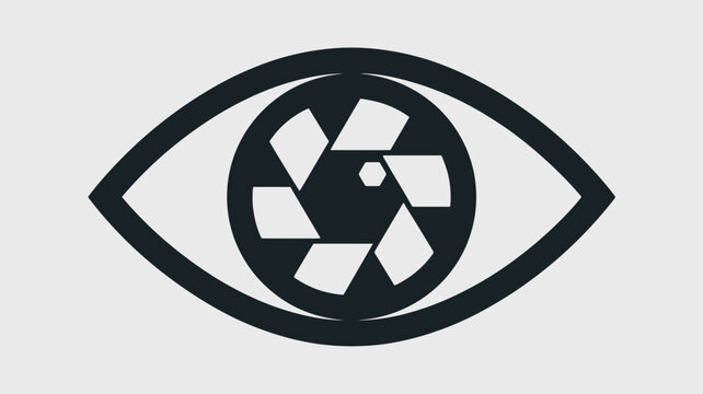 Bold eye mark with camera iris mechanism - for vision tech concept graphic