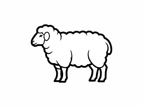 Sheep line art illustration for Eid Al-Adha sacrifice festival animal