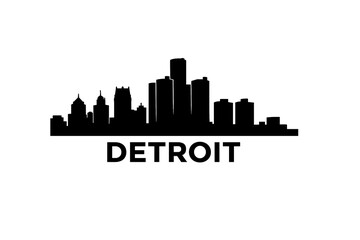 Fototapeta premium Detroit Skyline Silhouette in Minimalist 2D Flat Vector Style with Modern Urban Architecture