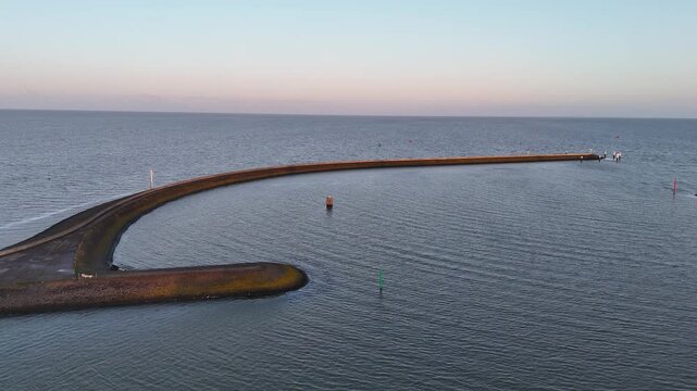 Conservative lateral pass along curved outer harbor wall