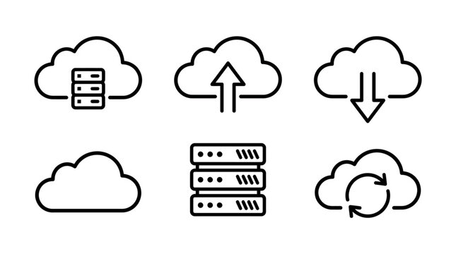 Cloud computing data storage icons.
