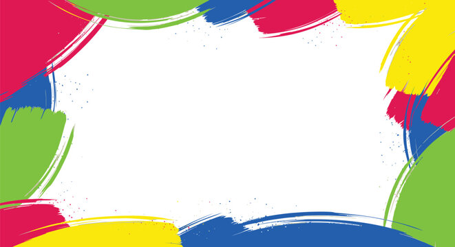 Colorful Brush Stroke Frame, Multicolored Border, Vector Illustration, Abstract Background