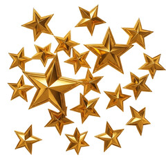 Obraz premium Golden Star Awards Decorations with Multiple 3d Stars