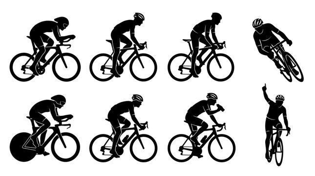 Cycling Silhouettes in Various Poses.