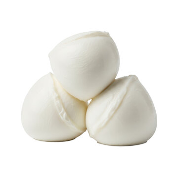Fresh mozzarella cheese balls, soft white buffalo mozzarella bocconcini, organic dairy product for italian cooking and caprese salad isolated on Transparent Background