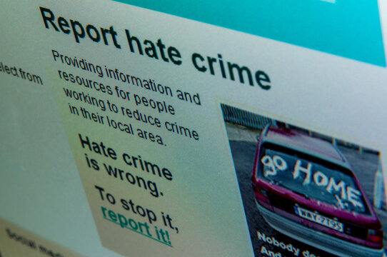 "Report Hate Crime" on the home page of the PSNI website