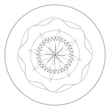 Geometric Circular Mandala with Waves and Star Patterns