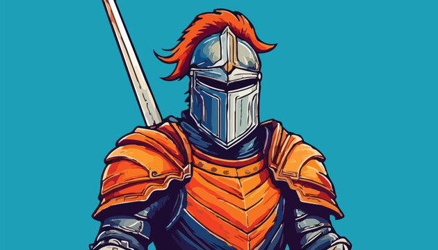 Illustration of a Knight in Shining Armor with Sword.