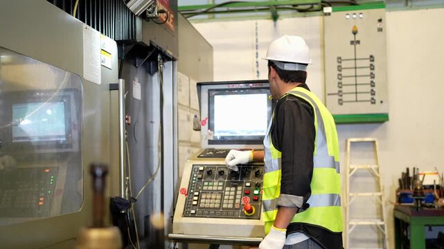 Machine operation training manufacturing facility instructional video industrial environment close-up view skill development