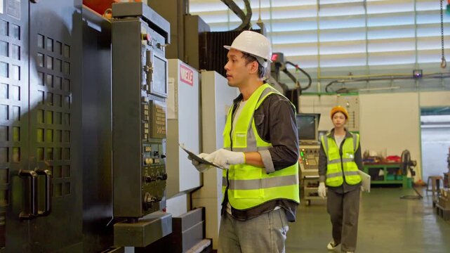 Collaboration in industrial safety procedures manufacturing plant training session workshop environment team interaction