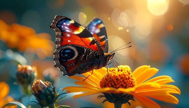 Bright butterfly on bloom