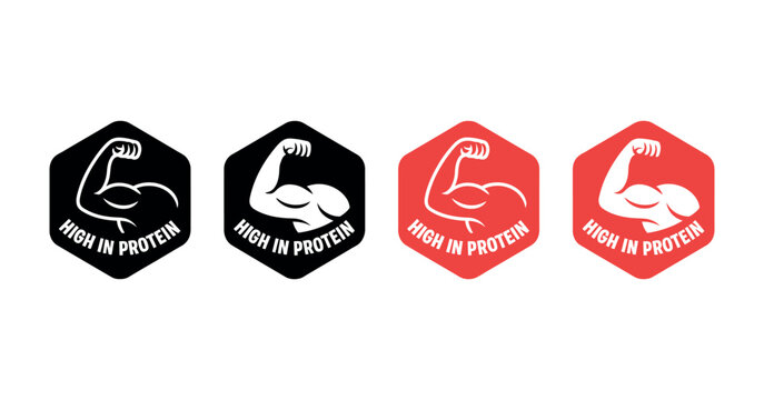 High protein icon set vector illustration nutrition food symbols protein rich diet fitness health nutrition design isolated on white background
