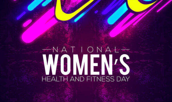 Colorful abstract design celebrating national womens health and fitness day with vibrant lights