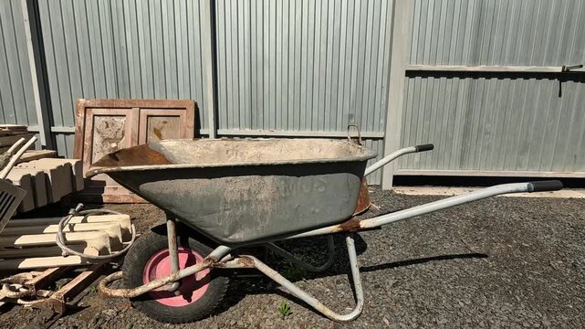 An old metal wheelbarrow
