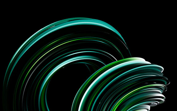 Futuristic Emerald Circular Motion Abstract 3D Render