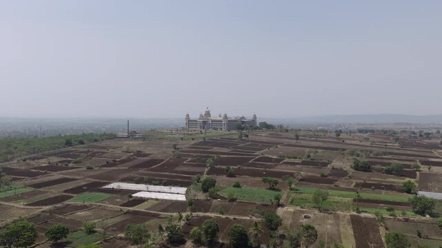 Aerial View of Agricultural Fields Near Vidhana Soudha Bengaluru India