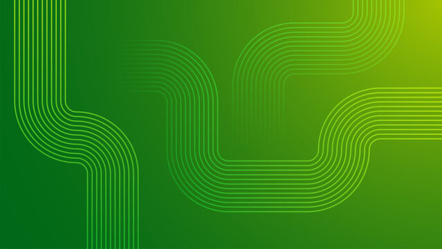 Green digital wave background with smooth parallel lines. Modern circuit board style graphic. Abstract geometric texture for tech website header and banner design.