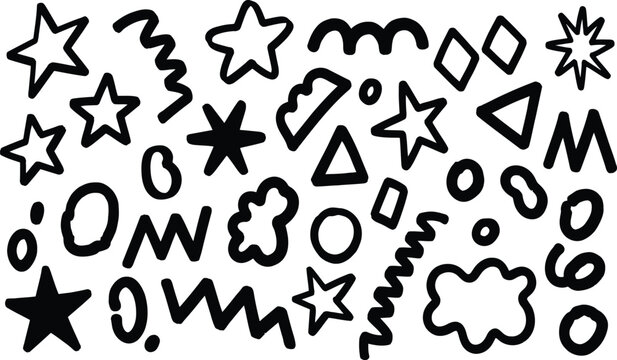 hand drawn winter holiday doodles and snowflakes on blackboard background