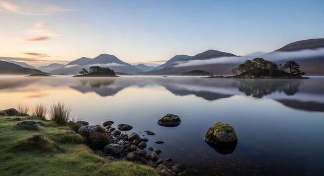 Mountain lake landscape tranquility